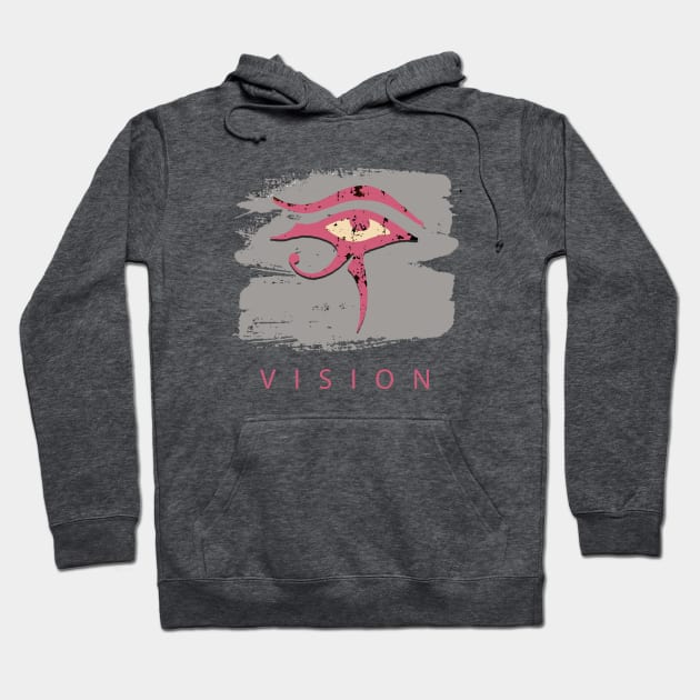 The Eye of Horus Vision in Grey & Pink Hoodie by Whites Designs